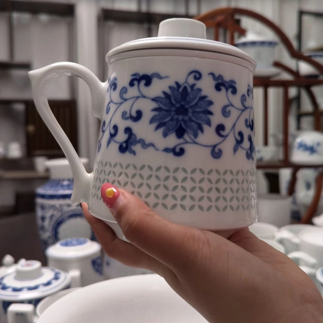 陶瓷缠枝莲茶漏杯三件套一套