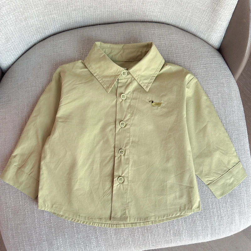 【水洗棉衬衫 小洛妈咪】宝宝衬衣春季男女童外套装儿童打底衫B14