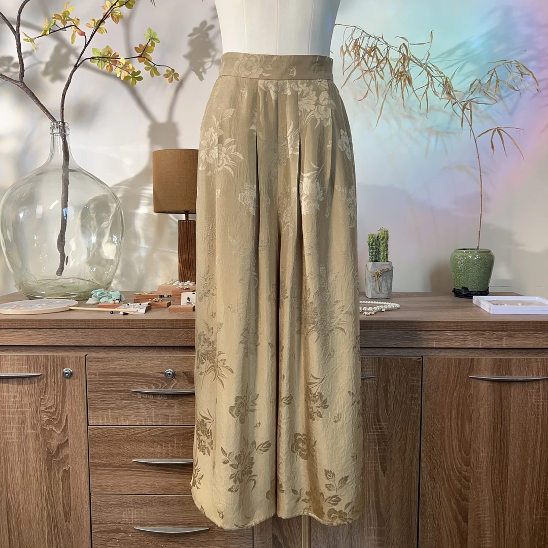 【喜乐红】SA039八分裤裤女装春夏裤子直筒宽松时尚国风气质休闲裤