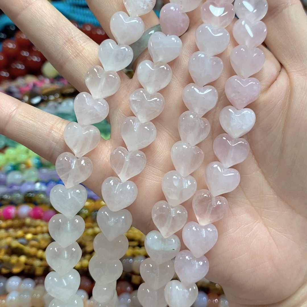 玛瑙/玉髓未镶嵌珠宝半成品粉晶屁桃短款卡12mm有15颗