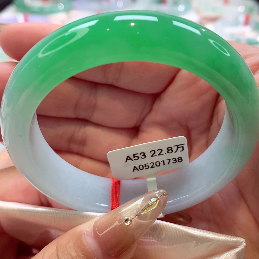 未镶嵌手镯翡翠阳绿半山水27号11