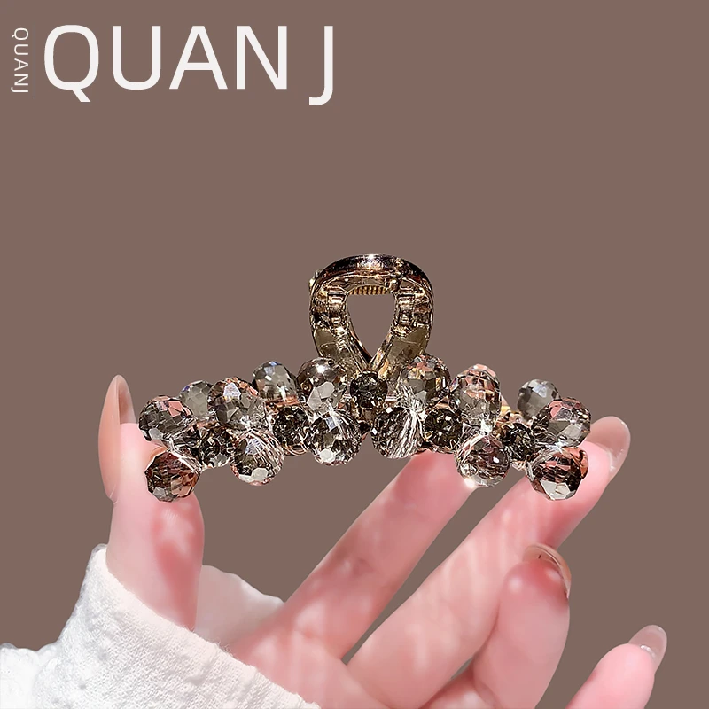 2025新款轻奢高级感纯手工水晶穿线抓夹后脑勺半扎发卡头饰