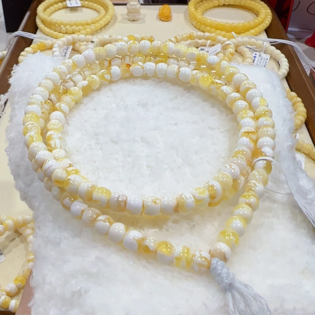 蜜蜡手链未镶嵌爱***北5.5m 金漆白长串