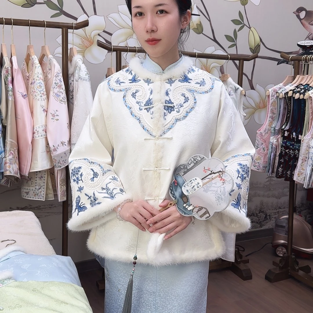 刺绣6.三蓝打籽上衣棉服上新