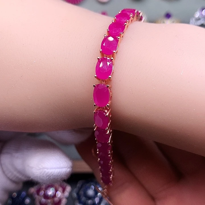 红宝石银S925镶嵌手链