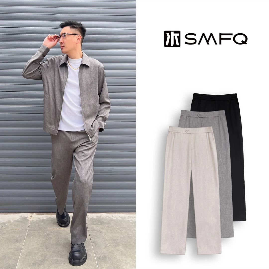 水木夫妻【男款】“松弛有度”百搭垂感宽松商务休闲直筒裤SMGD0358