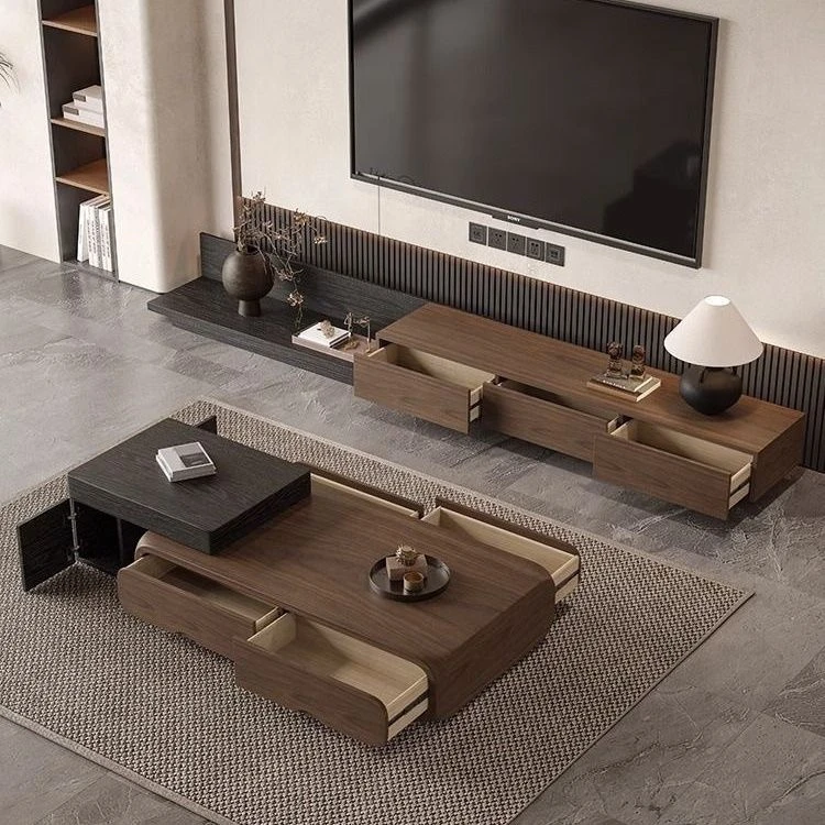 【1494人收藏】中古风复古茶几小户型正方形圆形现代家用客厅组合