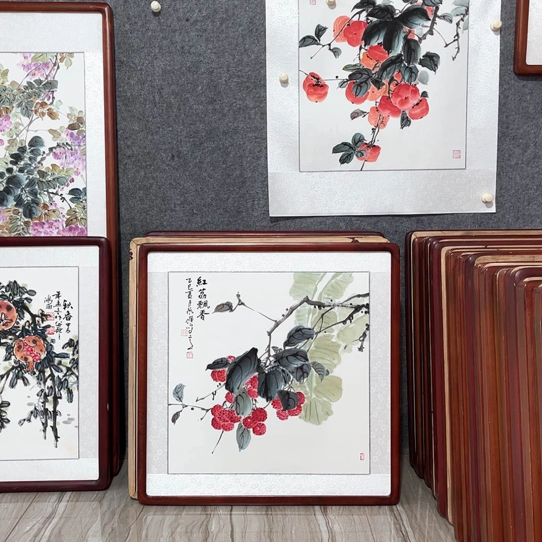 国画书画作品带框63×63