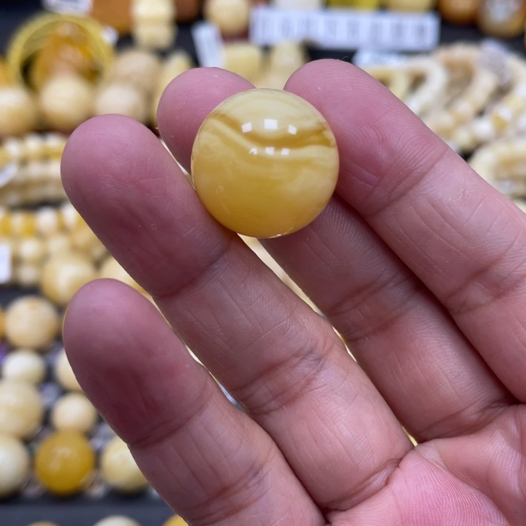 琥珀珠宝奇石未镶嵌19.6mm妖花拉丝