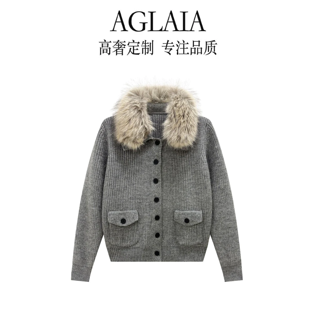 AGLAIA~2025秋冬新款慵懒风复古时髦气质休闲针织衫女6572