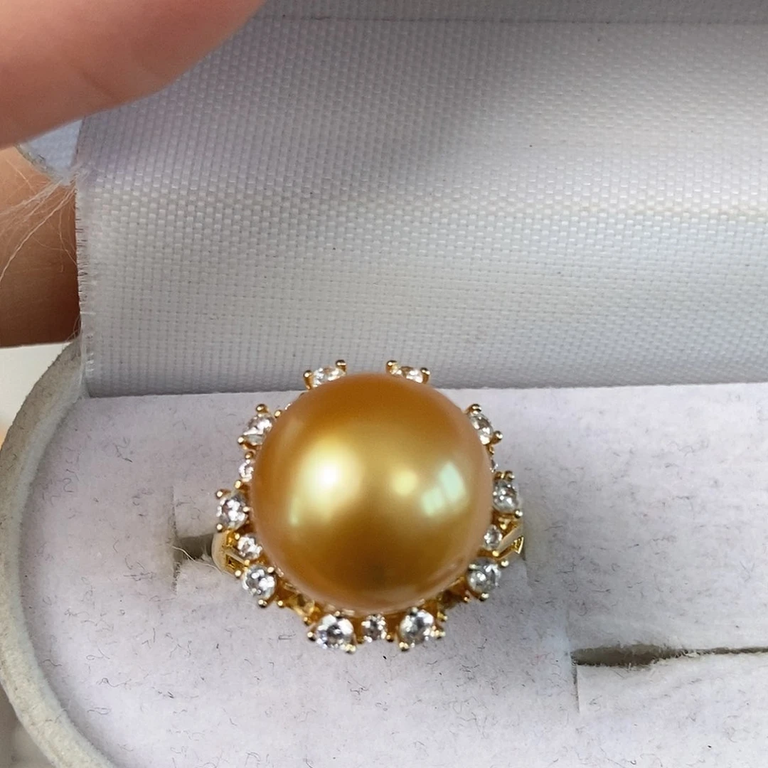 海水珍珠戒圈银S925镶嵌