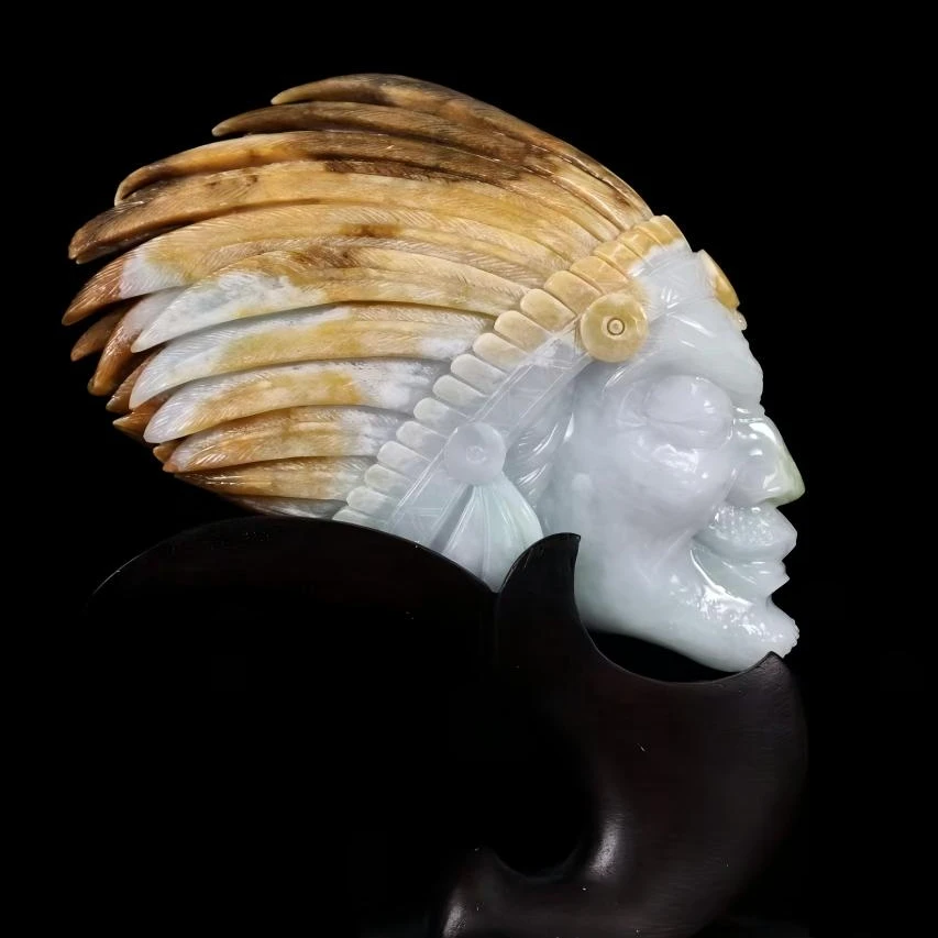 崔奇铭雕刻翡翠摆件印第安印象13*10*6cm
