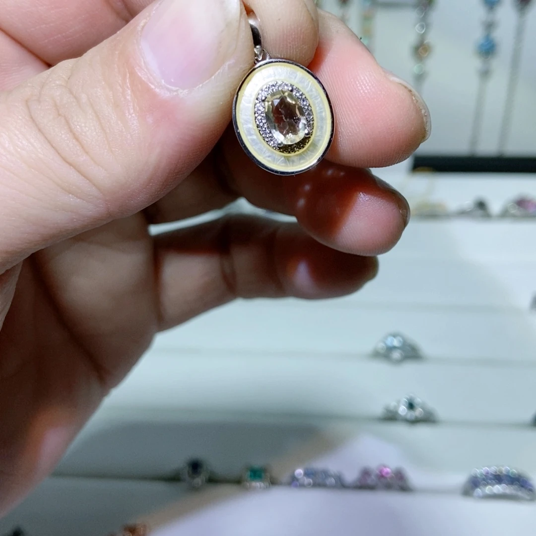 绿水晶戒指银S925镶嵌