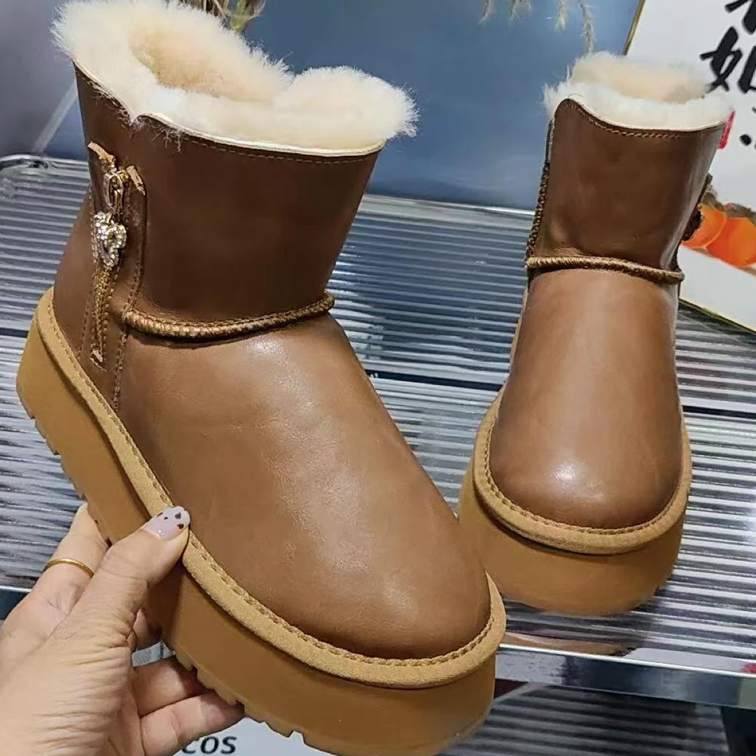 防滑冬季保暖侧拉链时尚雪地靴短靴雪地靴时尚休闲