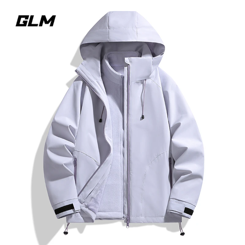 GLM春秋季户外登山防水防风情侣外套风衣男2024新款三合一冲锋衣