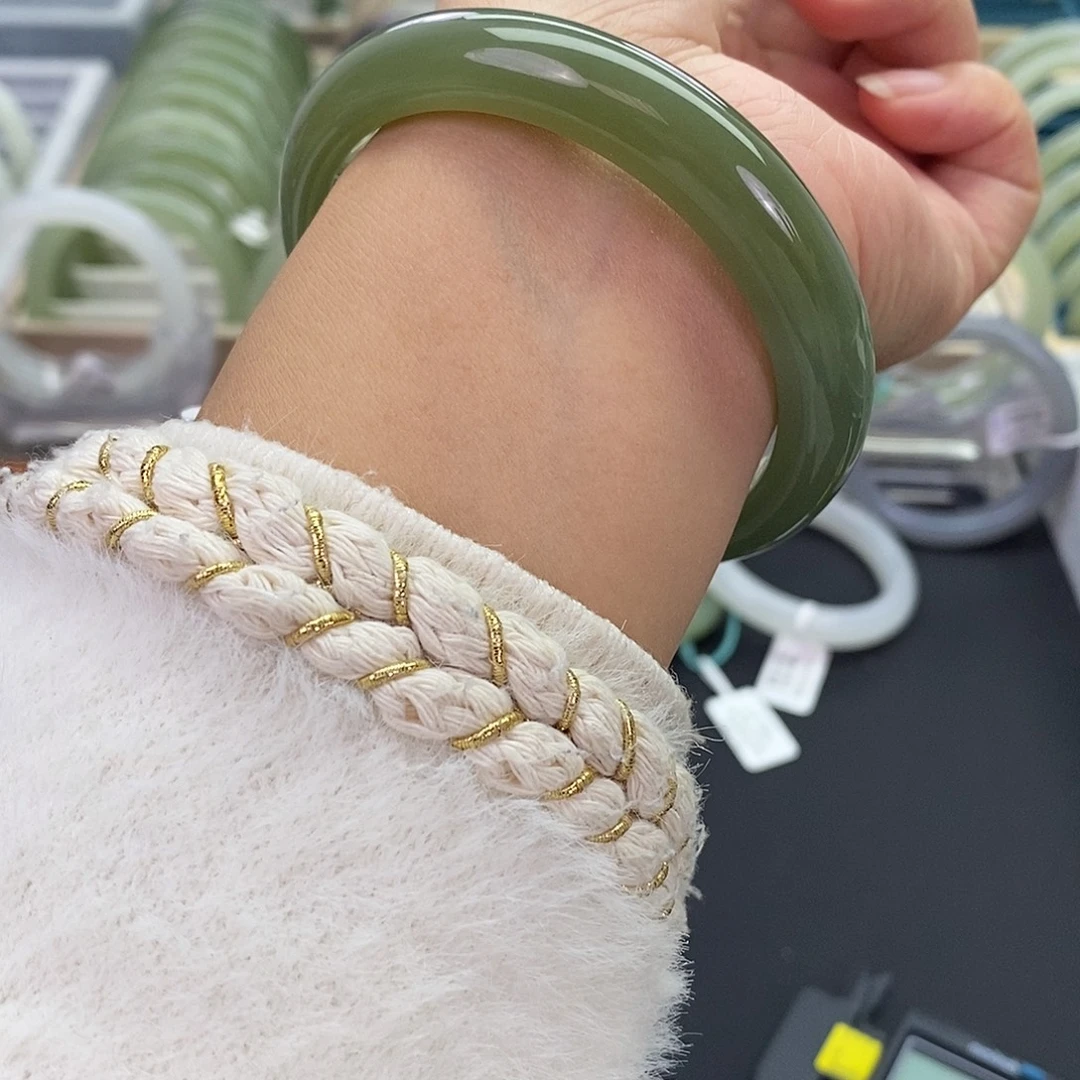 和田玉未镶嵌珠宝奇石和田玉手镯58.59