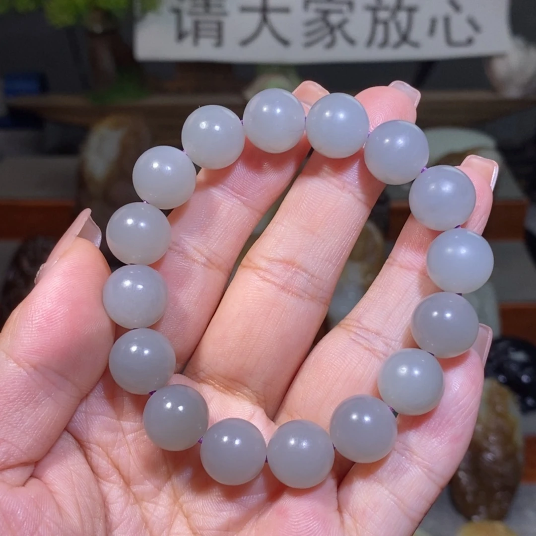 未镶嵌手串和田玉烟紫卡12