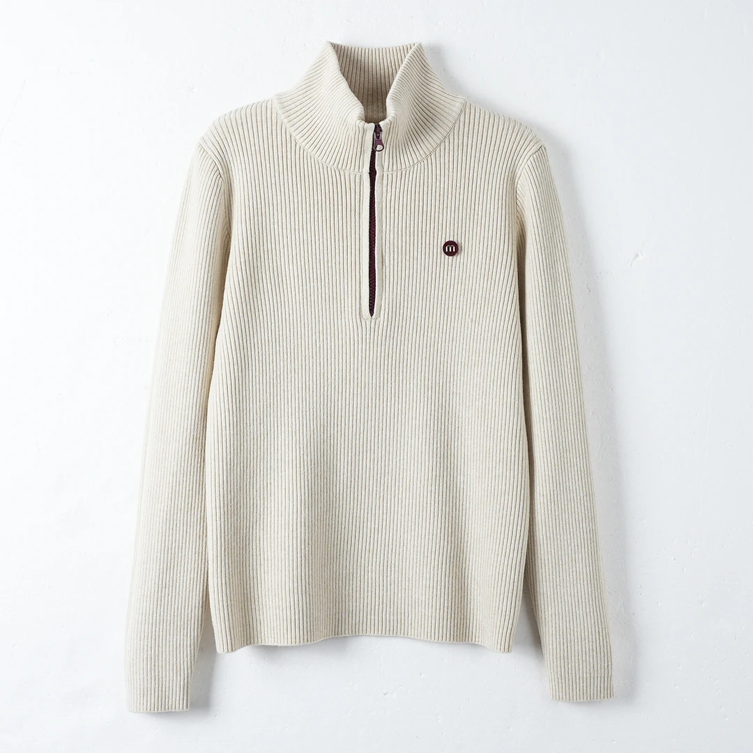 BELE ZHANG气质显瘦韩系半高领拉链针织衫毛衣-0647