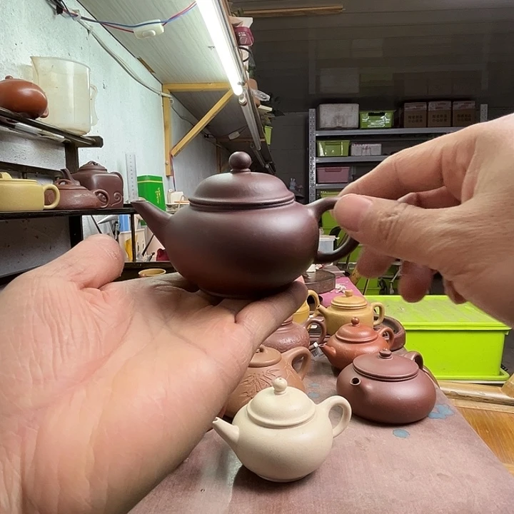 紫砂茶壶宜兴原矿紫泥120cc水平紫砂壶