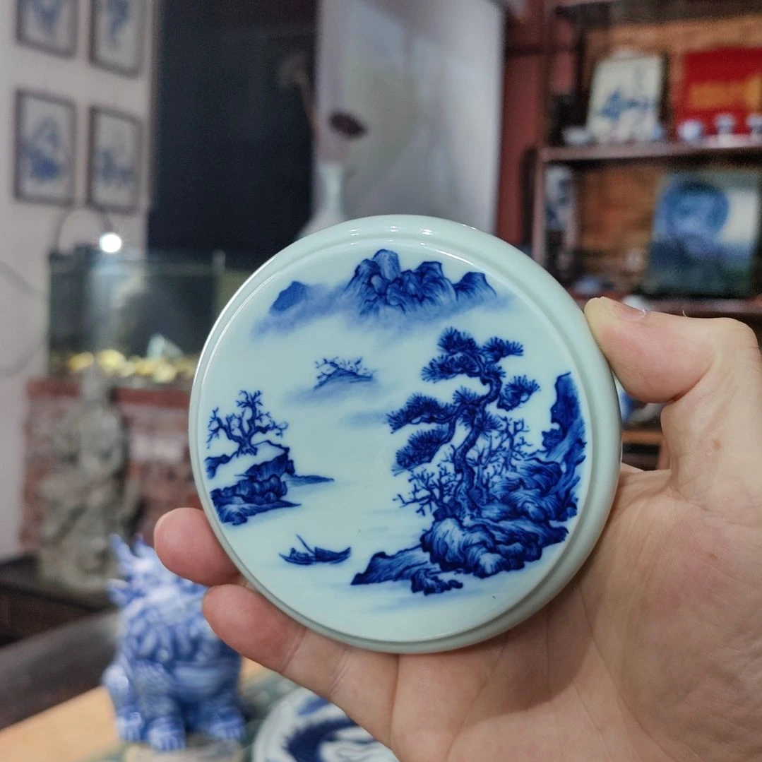摆件手绘青花主人杯陶瓷