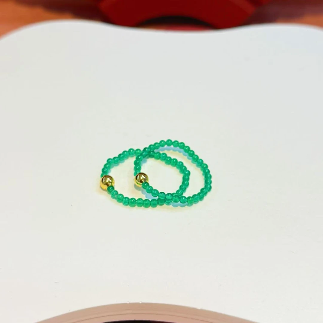 足金豆豆玉髓戒指戒圈（多样性发其一）HNZ9269