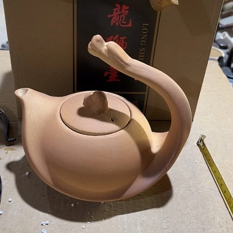 微瑕，明火，不能干烧，约700毫升，龙狮壶