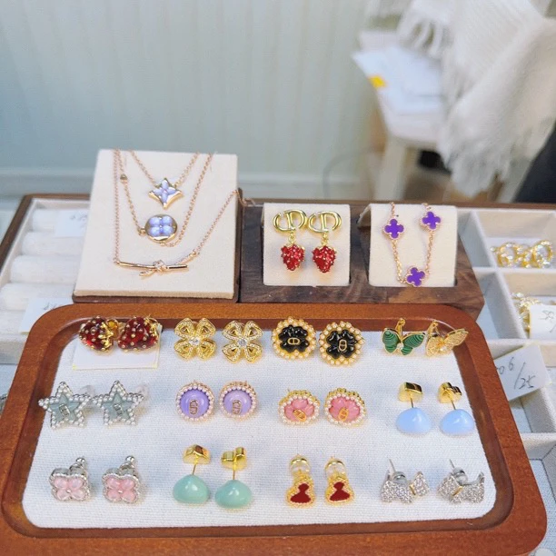 铜合金耳饰 3161 时尚气质水黄圆耳钉双圈 weijia