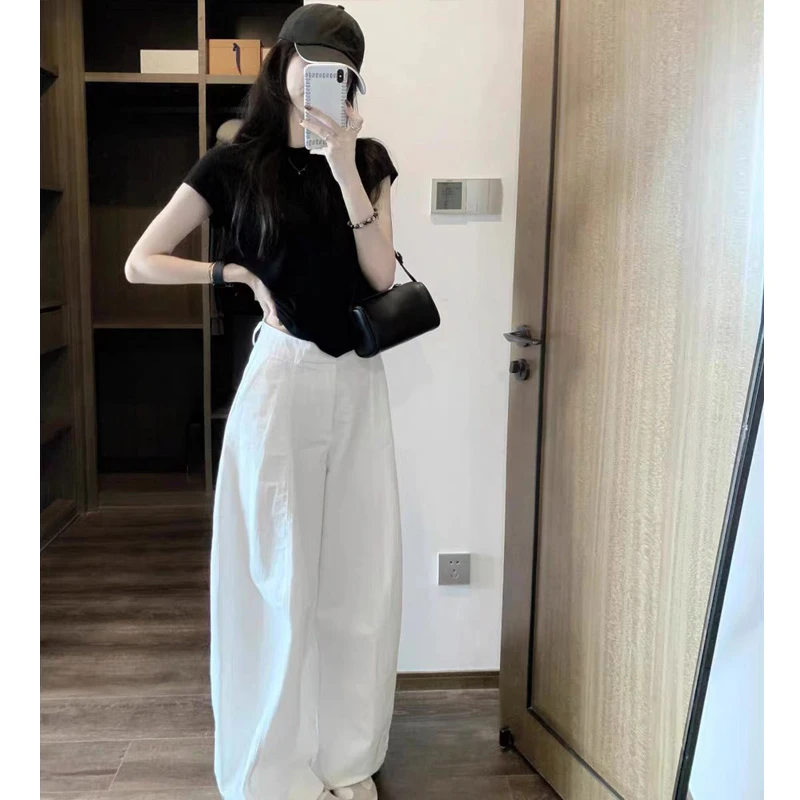 夏季穿搭一整套高级感洋气减龄套装气质显瘦上衣宽松老爹裤两件套