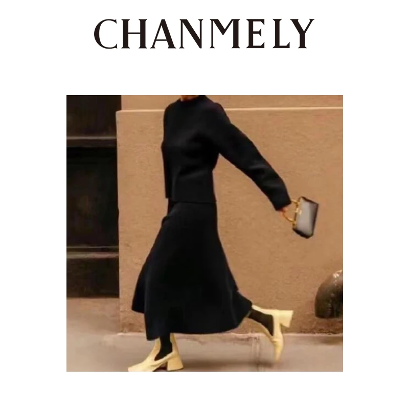 【CHANMITY】24/FW简约美学设计感A字显瘦中长半身裙0241396