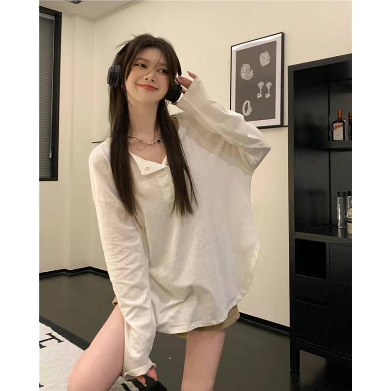 胖mm夏季大码内搭纽扣长袖T恤女装2025年新款薄款防晒罩衫上衣服