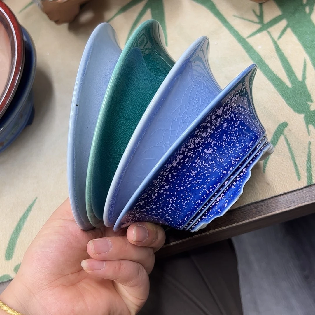 紫砂花盆骨***手308号瑕疵4个15/5cm