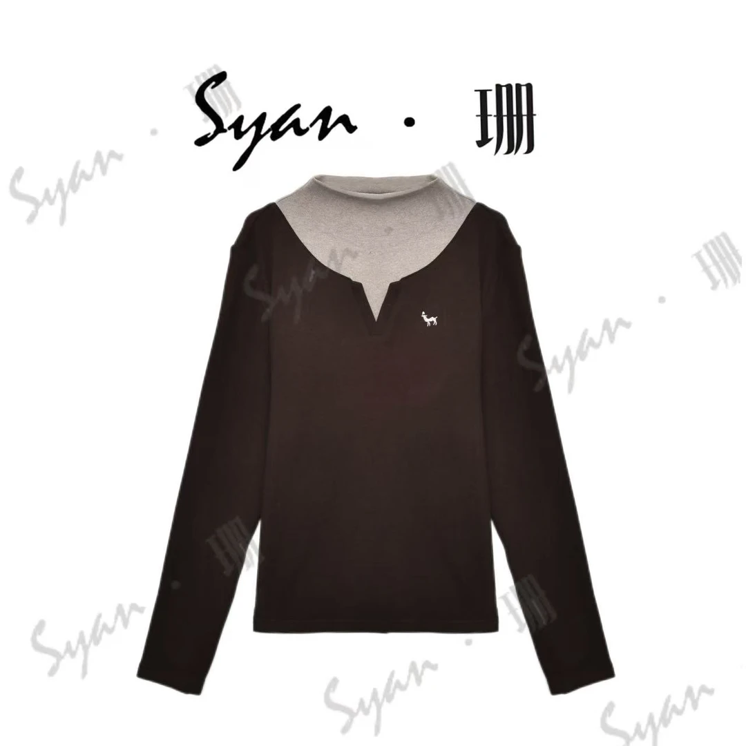 Syan【拼接主义】秋冬保暖洋气时尚显瘦长袖撞色百搭打底卫衣