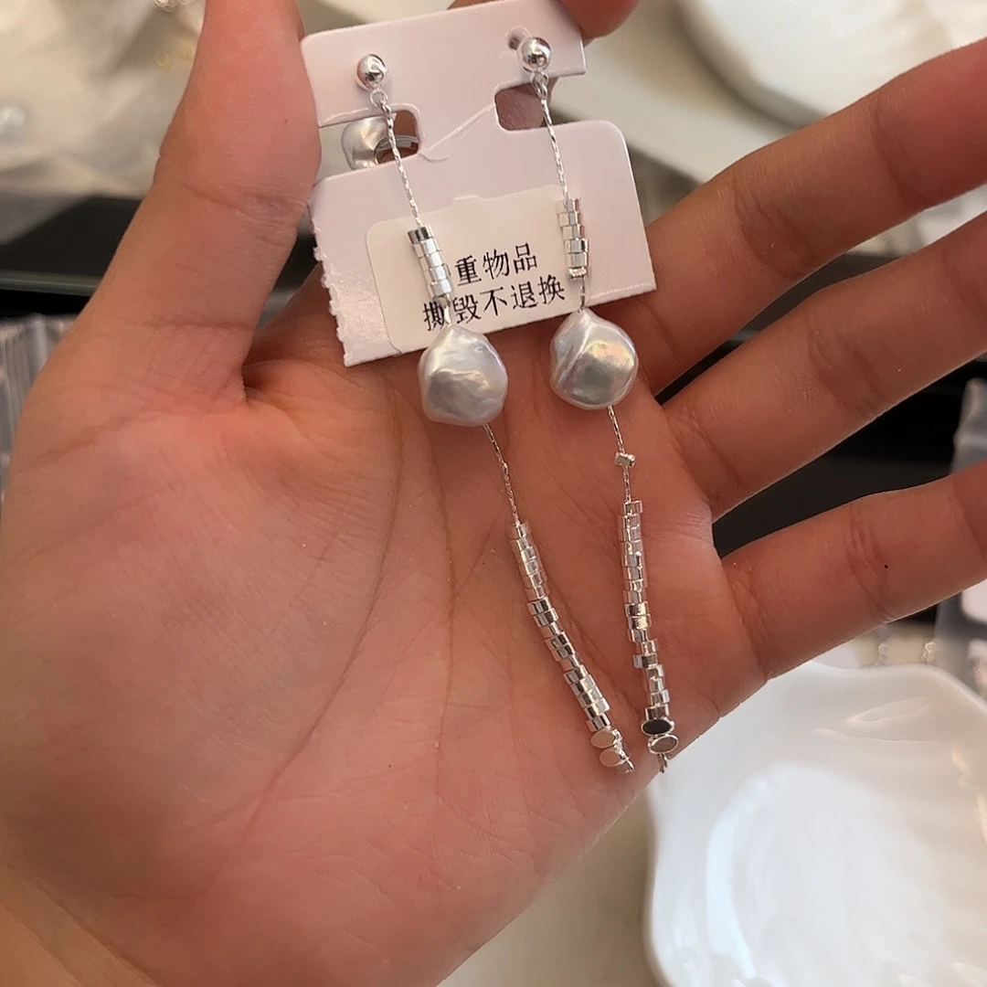 合金淡水珍珠耳饰