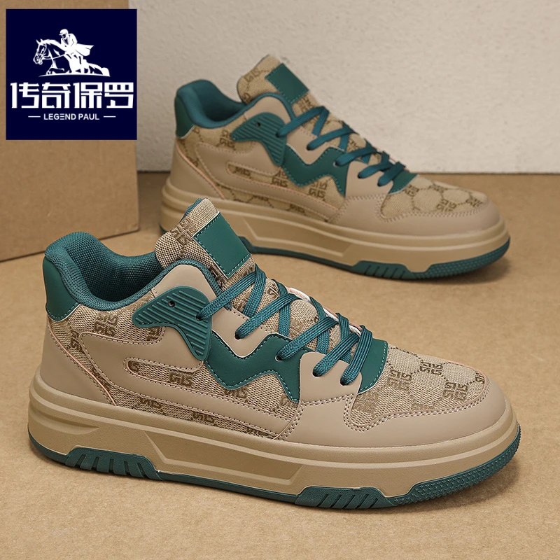 传奇保罗正版高帮男鞋冬季厚底防滑帆布运动板鞋男复古百搭休闲鞋
