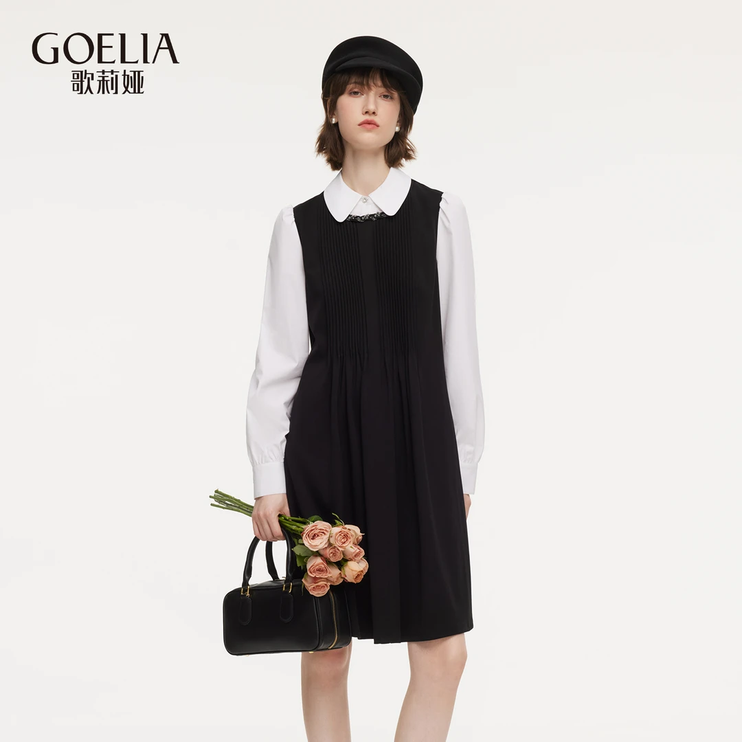 歌莉娅 春季新品  长袖假两件连衣裙  1F1R4H150