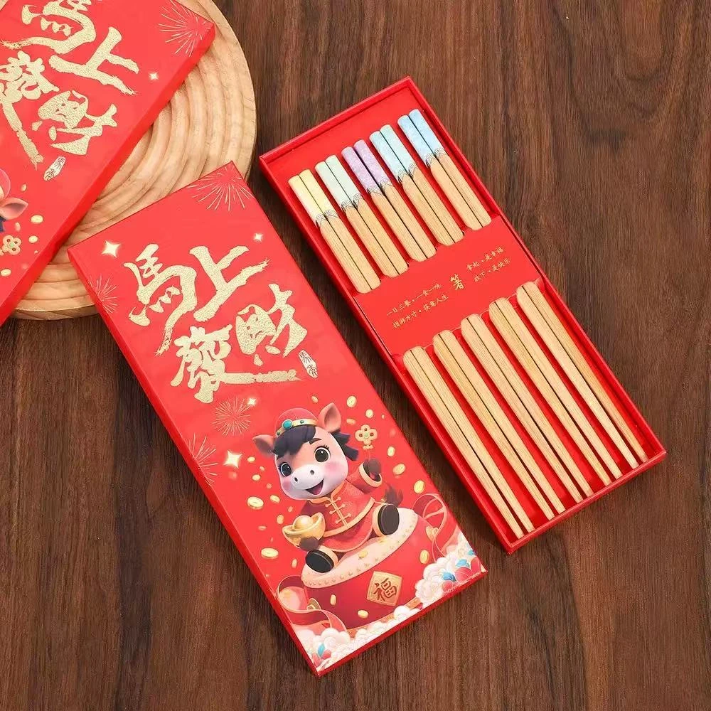 礼盒装筷子新款大理石纹五色筷子天然楠竹家用竹筷楠竹筷子