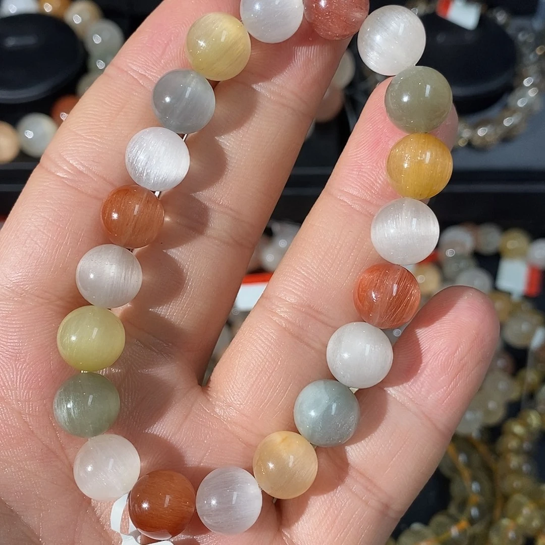 未镶嵌手链水晶彩兔毛