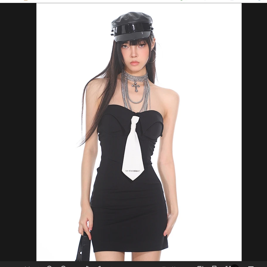 清仓 越南翻边抹胸连衣裙