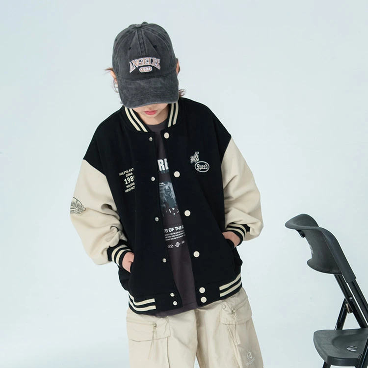 儿童春季拼色棒球服外套男童春秋外套中大童春秋棒球服洋气潮8640