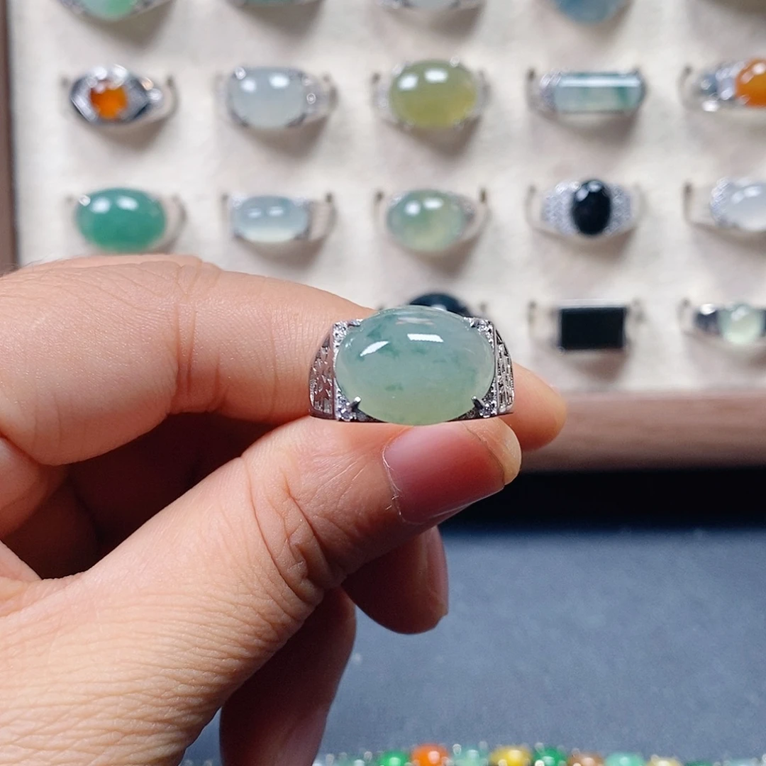 翡翠银S925镶嵌戒指