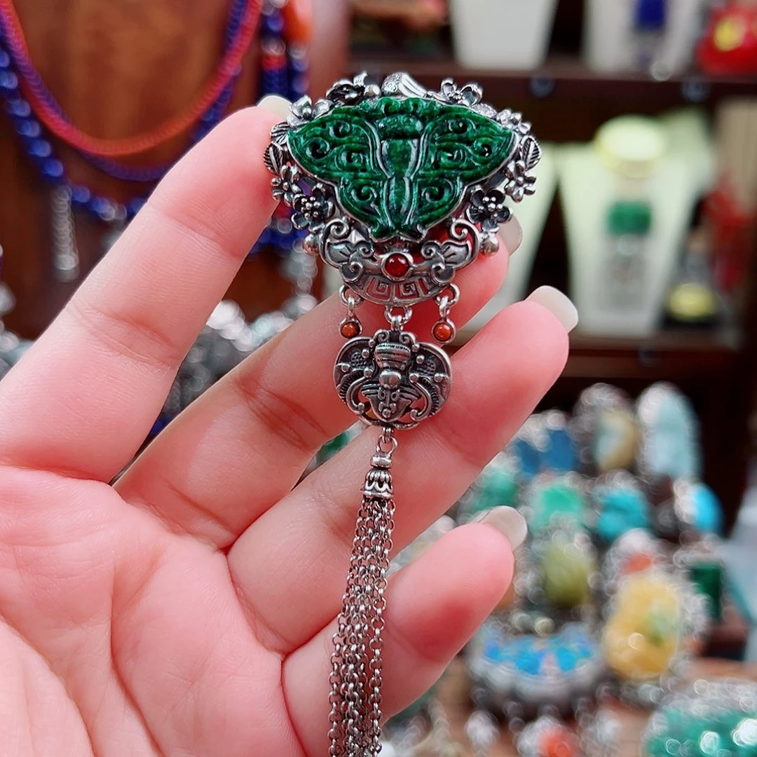 翡翠银S925镶嵌戒指/指环国风