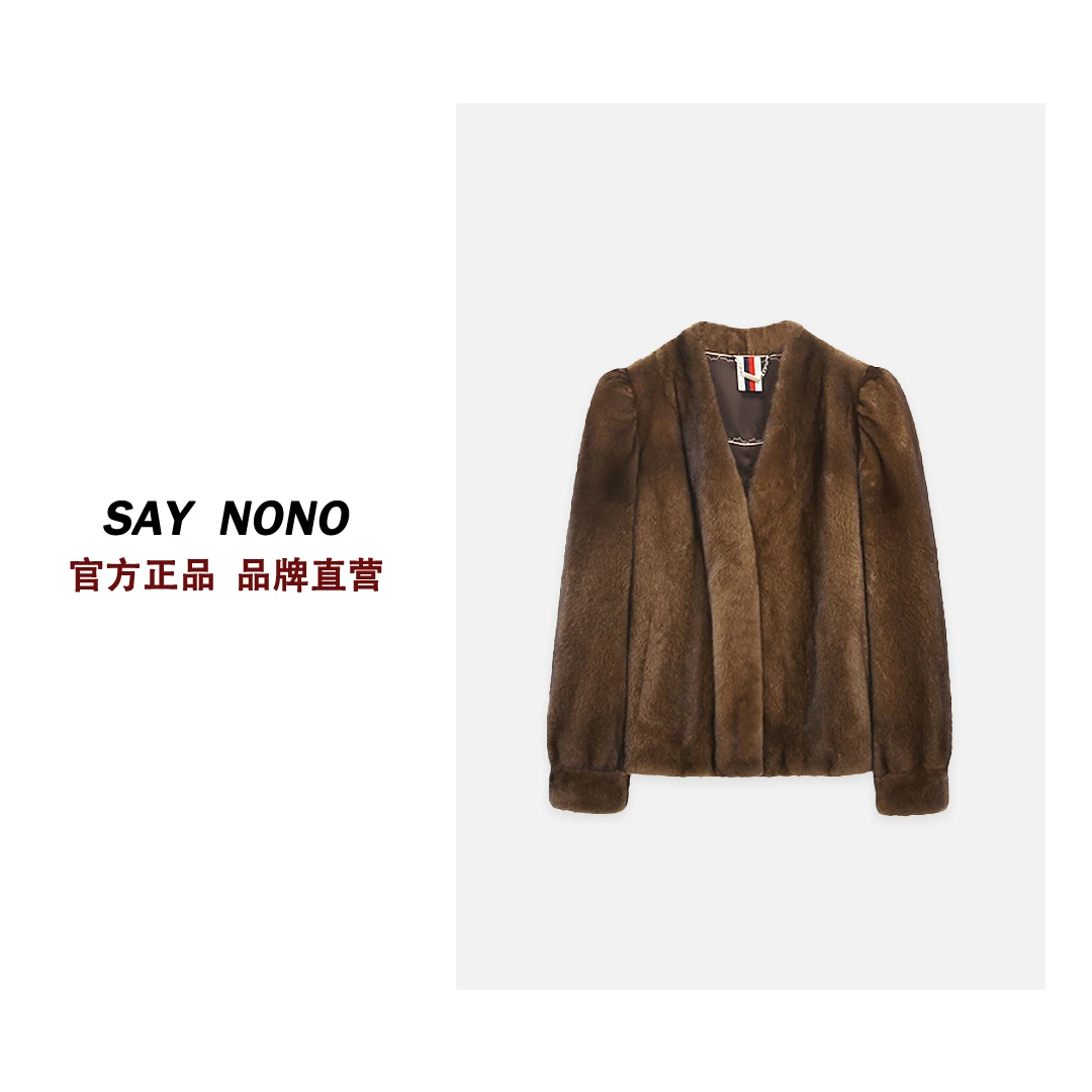 懒猫nono│Saynono 芬兰皇冠天鹅绒短二水貂送牛皮腰带 MDL23070