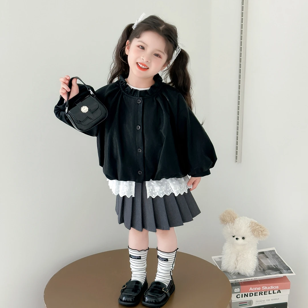 女童外套春秋2025新款儿童洋气时髦宝宝秋季休闲皮衣秋装夹克上衣