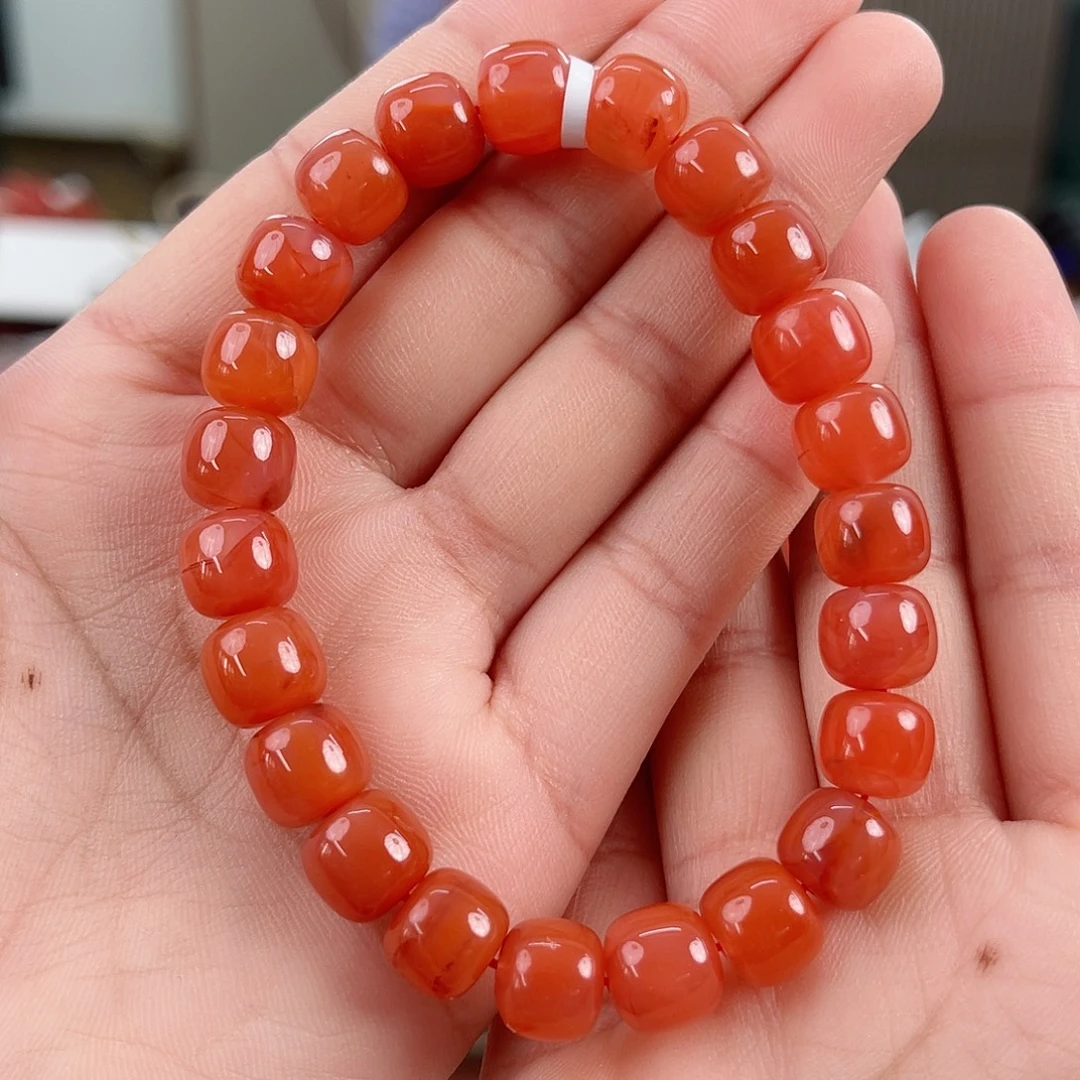 南红玛瑙未镶嵌瓦西玫红老型单圈9mm