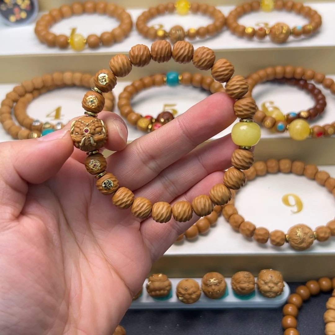 猴头核桃吊坠云锦手工 原色四标单颗原矿配饰