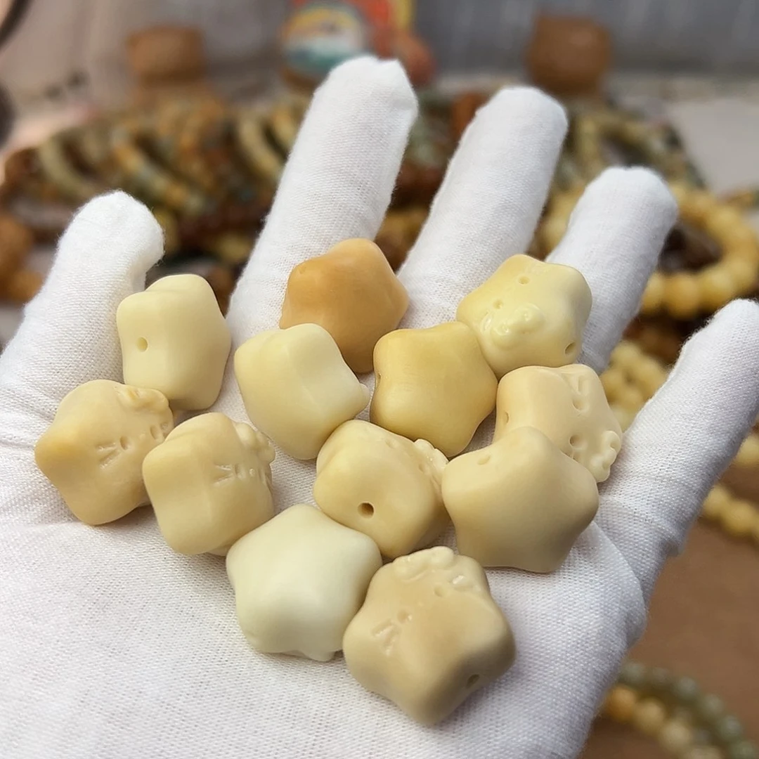 菩提根/象牙果手串微瑕星星猫风化一颗272