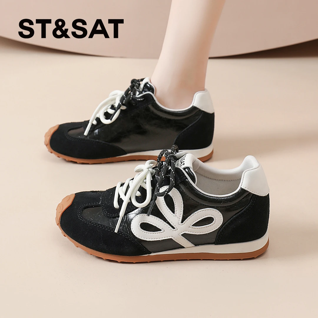 星期六厚底休闲板鞋女2026春季新款内增高复古德训鞋软底阿甘鞋女