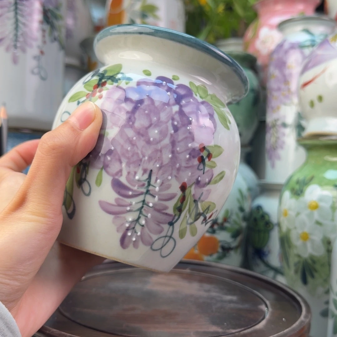 景德镇陶瓷手绘花瓶无孔