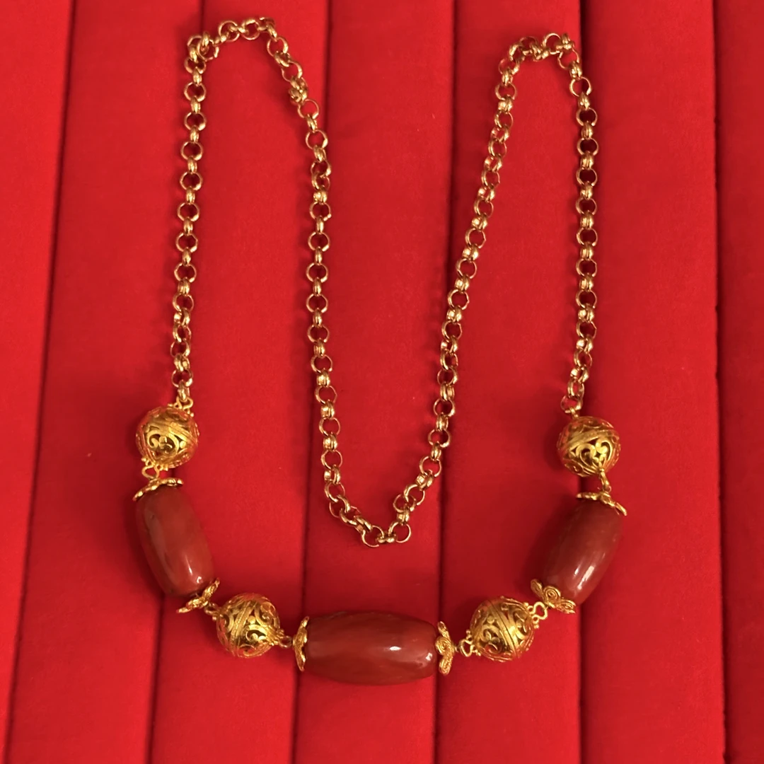 铜合金仿水晶项链 珊瑚女士项链饰品气质精美