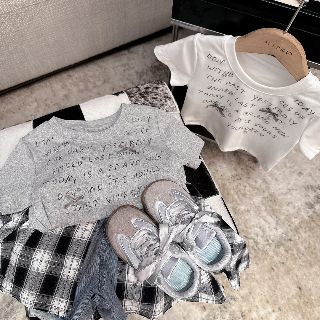 【】【现货】字母短袖T恤夏季女童洋气舒适清凉时尚修身上衣